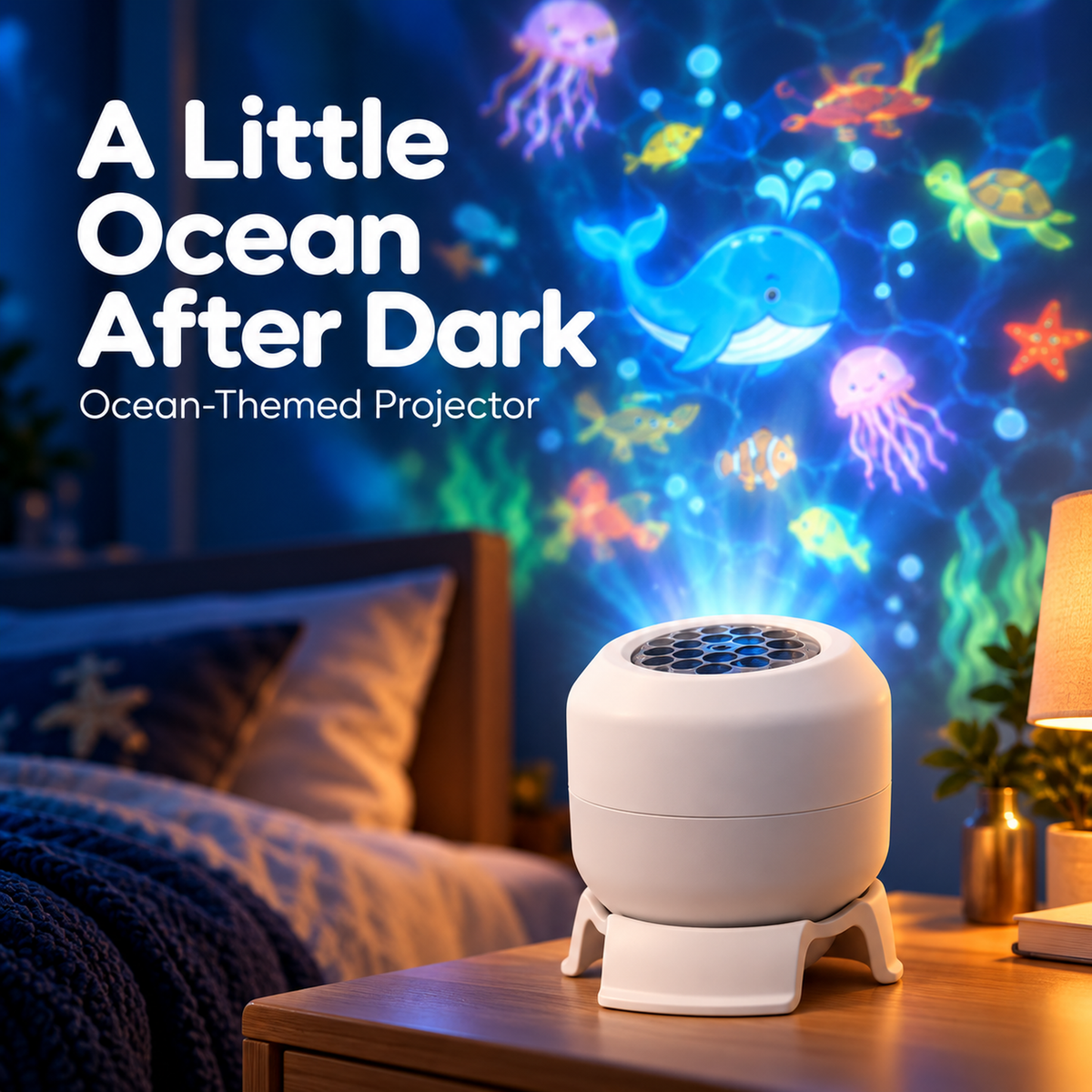 🌊✨ LED Starry Ocean Projector – 360° Rotating Waves & USB-Powered Ambient Lighting 🌌