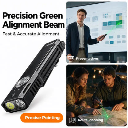 🔦🔦OGERY 5-in-1 Rechargeable EDC Flashlight – 1100 Lumens Pocket Light with UV, Green Beam & USB-C Charging