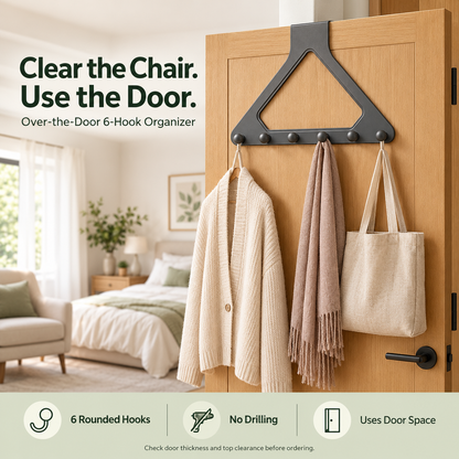 6-Hook Over-the-Door Organizer - 1