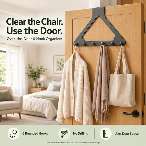 6-Hook Over-the-Door Organizer - 1