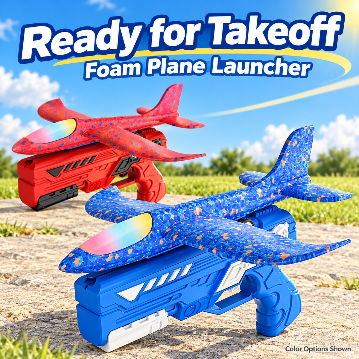 ✈️ Foam Plane Launcher Toy – Outdoor Flying Fun in Red or Blue