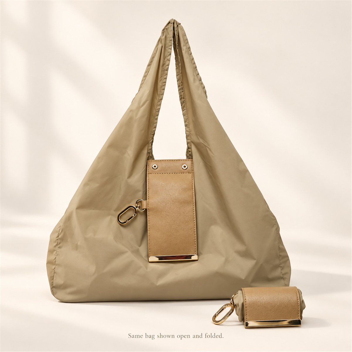 👜 Foldable Shoulder Tote Bag with Clip | Compact Everyday Carry