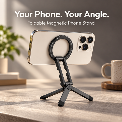 🧲📱 MA60 Magnetic Phone Holder – Foldable Aluminum Stand & Pocket-Sized Travel Tripod ✨