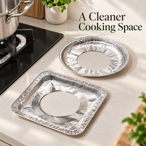 🍳 30-Pack Aluminum Foil Gas Stove Liners – Round or Square Drip Protectors ✨