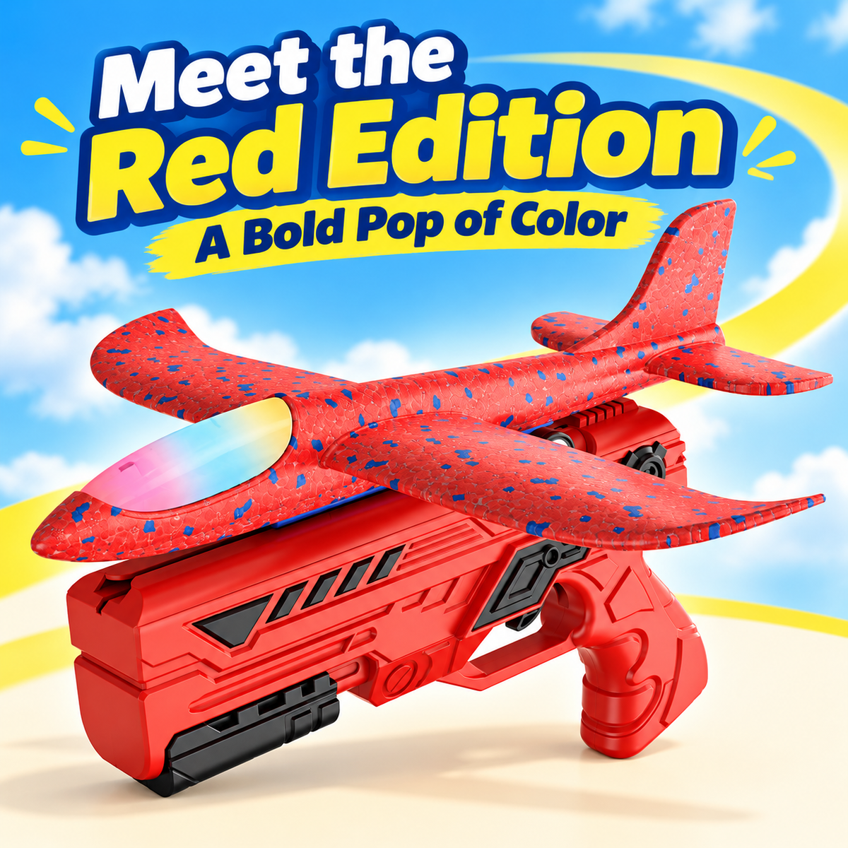 ✈️ Foam Plane Launcher Toy – Outdoor Flying Fun in Red or Blue