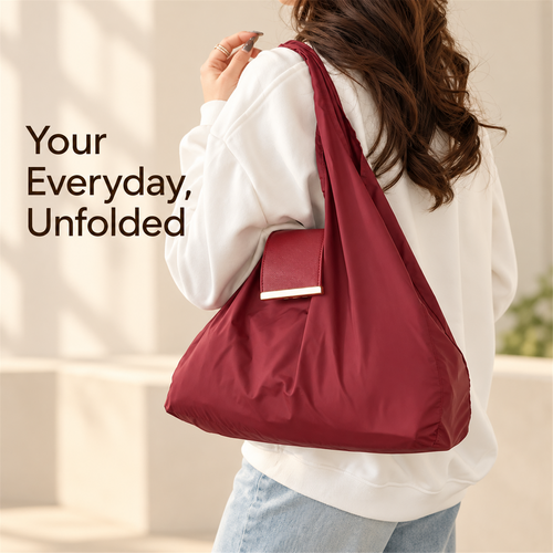 👜 Foldable Shoulder Tote Bag with Clip | Compact Everyday Carry