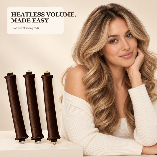 💁‍♀️✨ Heatless Curl 3-Rod Set – Velvet Flexible Hair Rollers for No-Heat Styling 💕