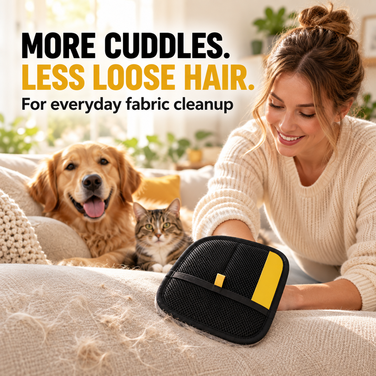 🐾 2-Pack Pet Hair Remover Gloves – Reusable Electrostatic Mitts for Furniture, Carpets & Clothes 🧤🧤