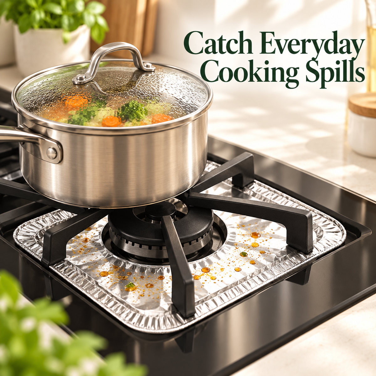 🍳 30-Pack Aluminum Foil Gas Stove Liners – Round or Square Drip Protectors ✨