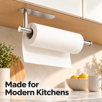 🧻 Stainless Steel Paper Towel Holder with Storage – Under-Cabinet Adhesive or Screw Mount ✨