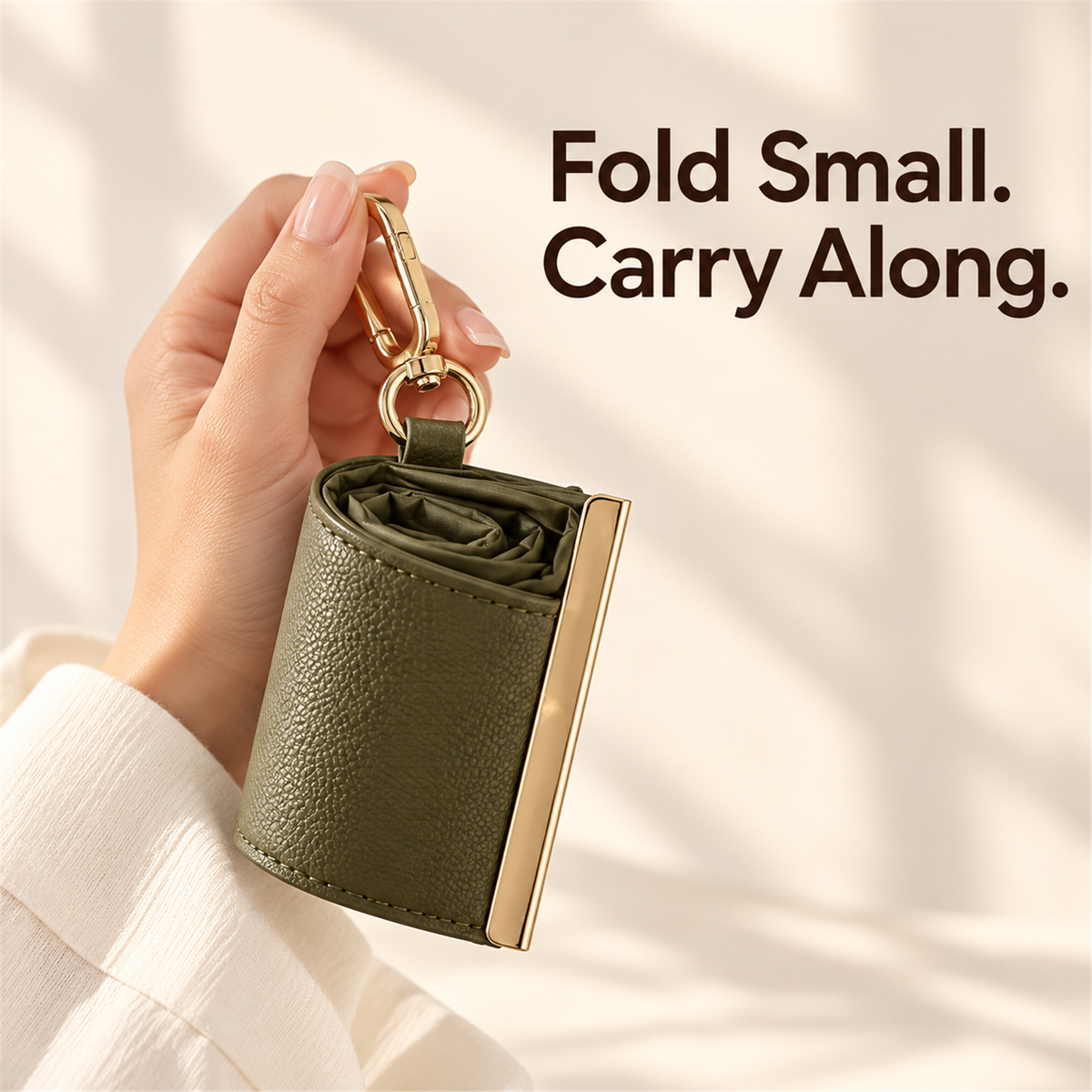 👜 Foldable Shoulder Tote Bag with Clip | Compact Everyday Carry
