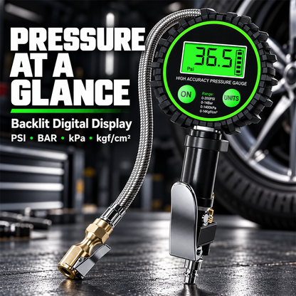 🔧 3-in-1 Digital Tire Inflator with Pressure Gauge & Locking Air Chuck