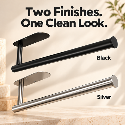 🧻 Stainless Steel Paper Towel Holder with Storage – Under-Cabinet Adhesive or Screw Mount ✨