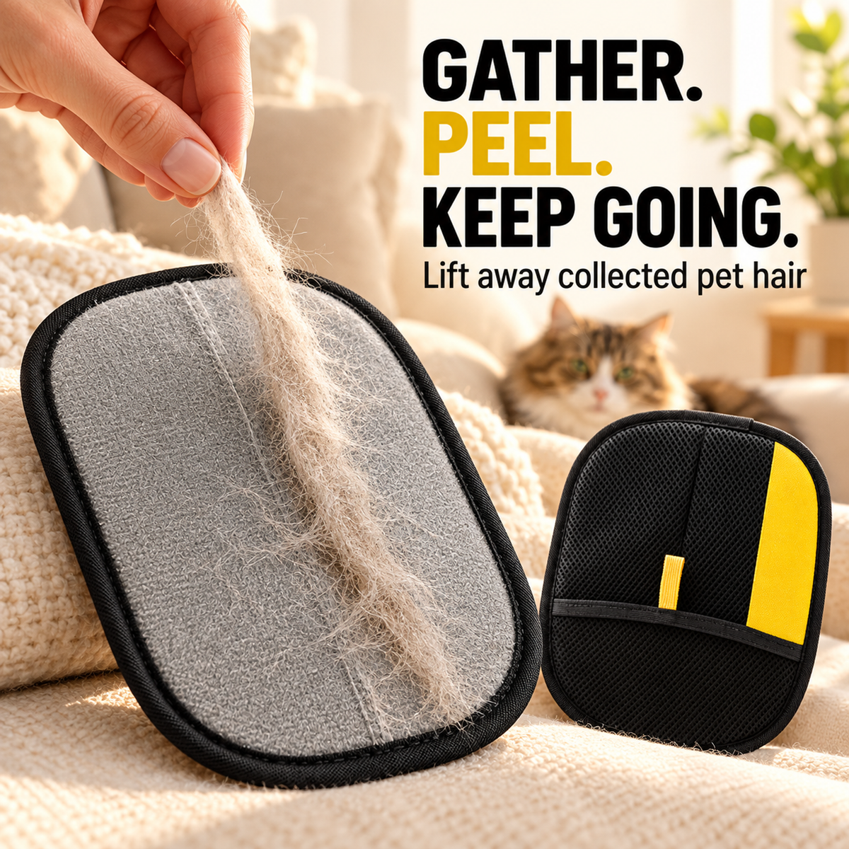 🐾 2-Pack Pet Hair Remover Gloves – Reusable Electrostatic Mitts for Furniture, Carpets & Clothes 🧤🧤