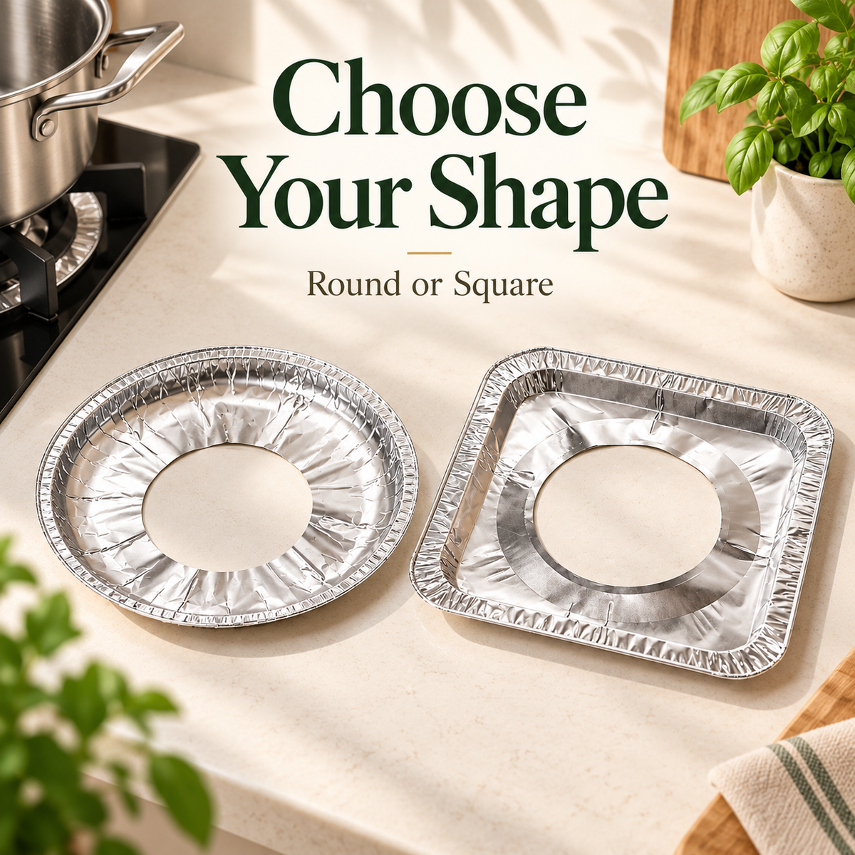 🍳 30-Pack Aluminum Foil Gas Stove Liners – Round or Square Drip Protectors ✨