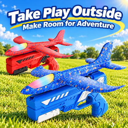 ✈️ Foam Plane Launcher Toy – Outdoor Flying Fun in Red or Blue