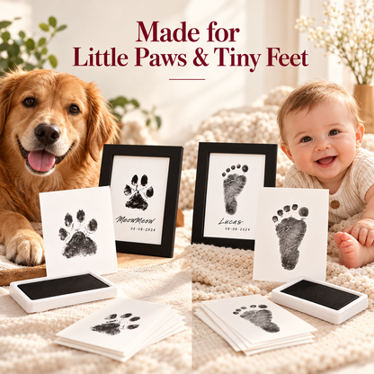 🐾 4-Pack Paw Print Kit with 2 Photo Frames – Mess-Free Ink Pads for Dogs & Cats 📸