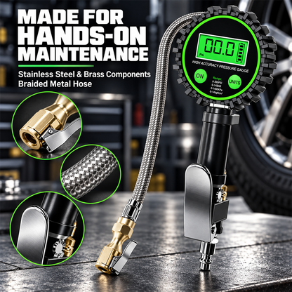 🔧 3-in-1 Digital Tire Inflator with Pressure Gauge & Locking Air Chuck