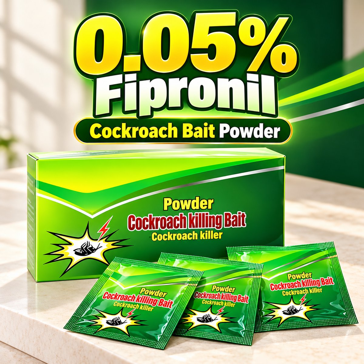 🪳 50-Pack Cockroach Bait Powder – Fast-Acting Indoor Roach Control for Kitchens & Rooms ✨
