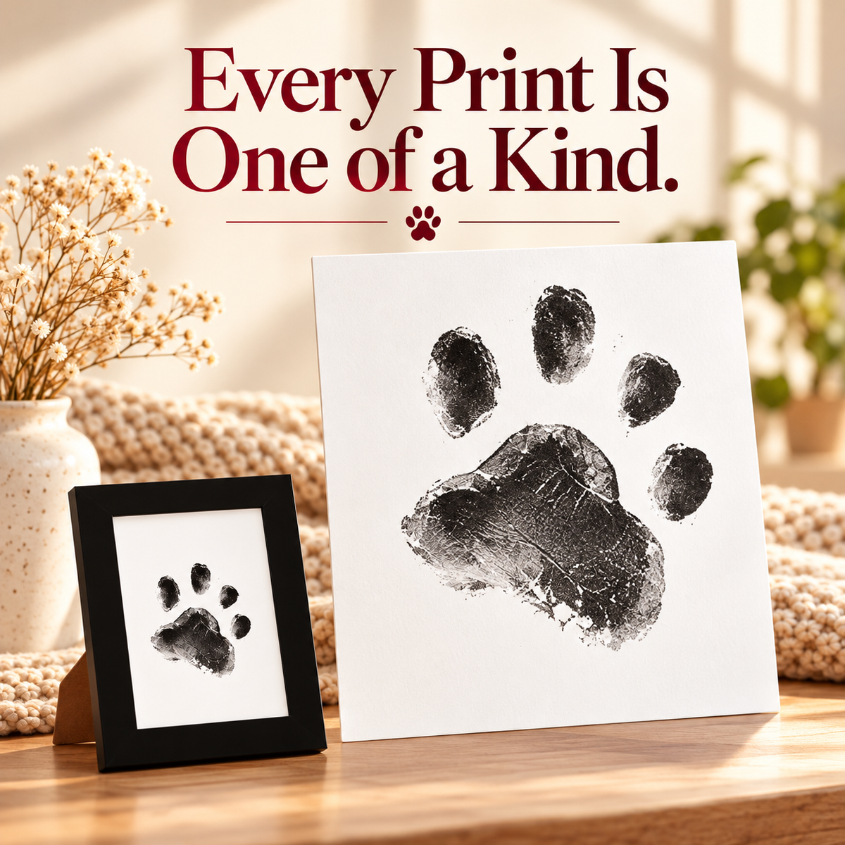 🐾 4-Pack Paw Print Kit with 2 Photo Frames – Mess-Free Ink Pads for Dogs & Cats 📸