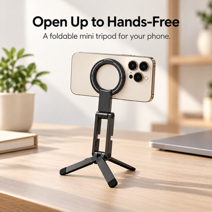 🧲📱 MA60 Magnetic Phone Holder – Foldable Aluminum Stand & Pocket-Sized Travel Tripod ✨