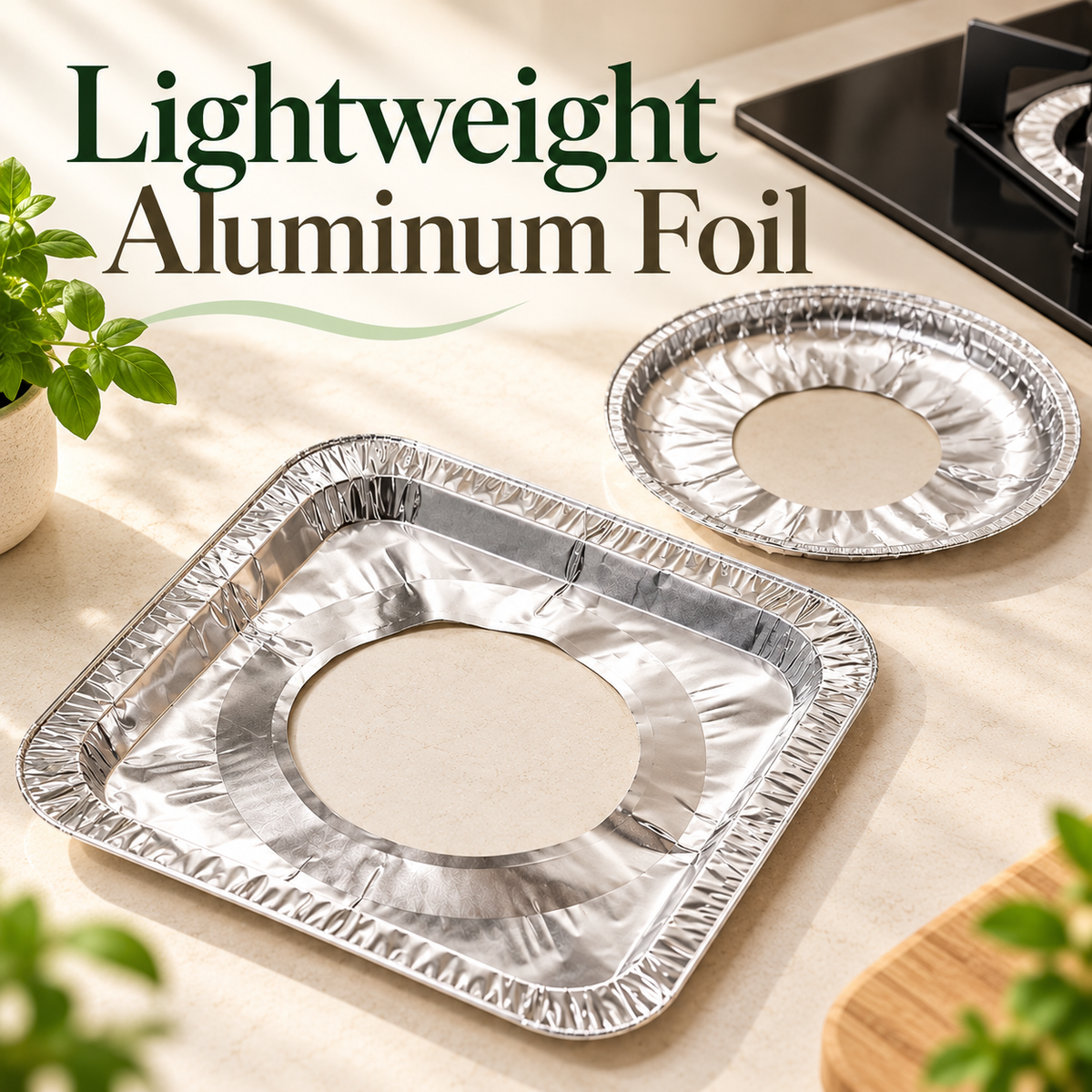 🍳 30-Pack Aluminum Foil Gas Stove Liners – Round or Square Drip Protectors ✨