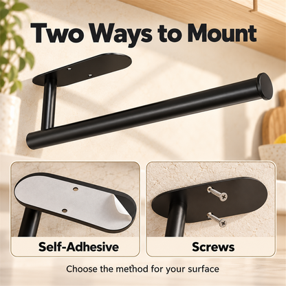 🧻 Stainless Steel Paper Towel Holder with Storage – Under-Cabinet Adhesive or Screw Mount ✨