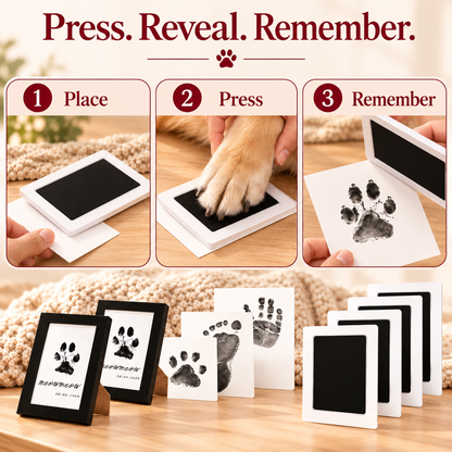 🐾 4-Pack Paw Print Kit with 2 Photo Frames – Mess-Free Ink Pads for Dogs & Cats 📸