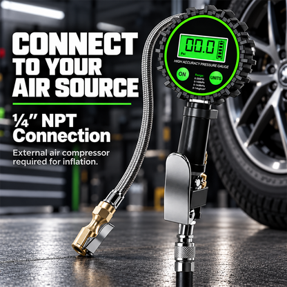 🔧 3-in-1 Digital Tire Inflator with Pressure Gauge & Locking Air Chuck