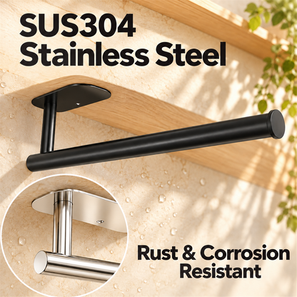 🧻 Stainless Steel Paper Towel Holder with Storage – Under-Cabinet Adhesive or Screw Mount ✨