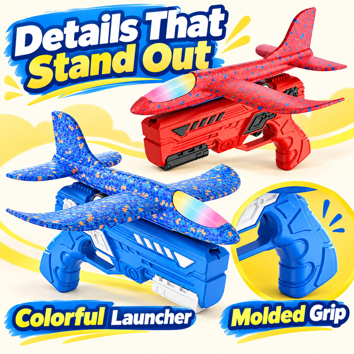 ✈️ Foam Plane Launcher Toy – Outdoor Flying Fun in Red or Blue