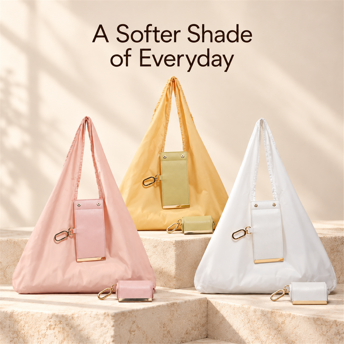 👜 Foldable Shoulder Tote Bag with Clip | Compact Everyday Carry