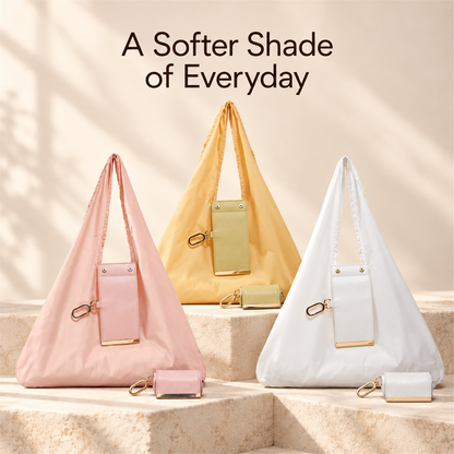 👜 Foldable Shoulder Tote Bag with Clip | Compact Everyday Carry