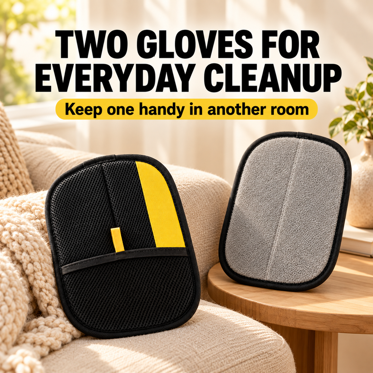 🐾 2-Pack Pet Hair Remover Gloves – Reusable Electrostatic Mitts for Furniture, Carpets & Clothes 🧤🧤