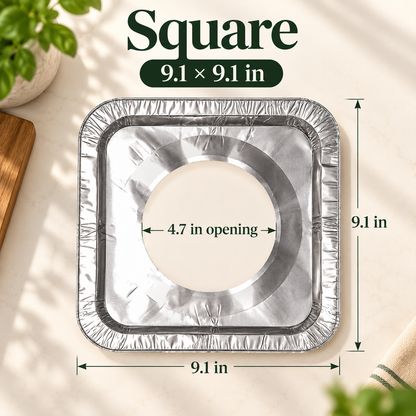 🍳 30-Pack Aluminum Foil Gas Stove Liners – Round or Square Drip Protectors ✨
