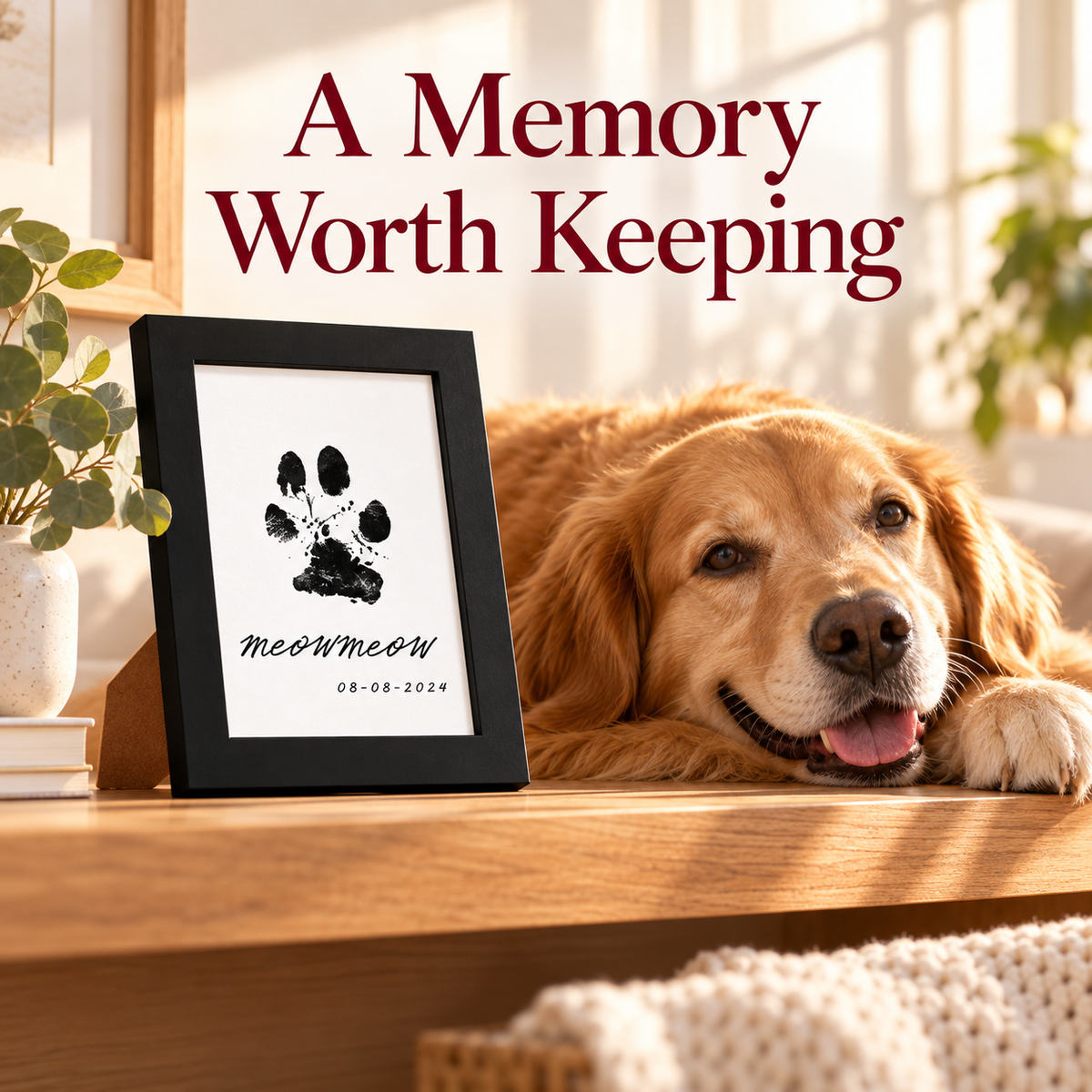 🐾 4-Pack Paw Print Kit with 2 Photo Frames – Mess-Free Ink Pads for Dogs & Cats 📸