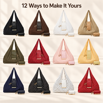 👜 Foldable Shoulder Tote Bag with Clip | Compact Everyday Carry