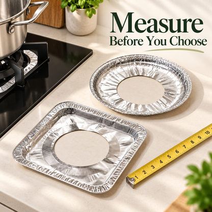 🍳 30-Pack Aluminum Foil Gas Stove Liners – Round or Square Drip Protectors ✨