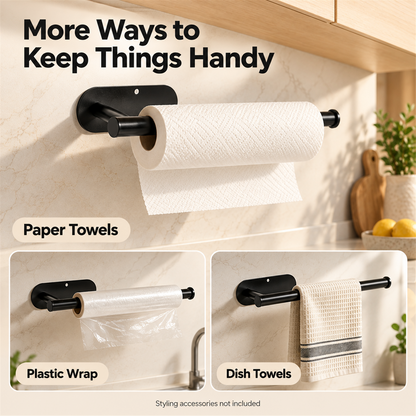 🧻 Stainless Steel Paper Towel Holder with Storage – Under-Cabinet Adhesive or Screw Mount ✨