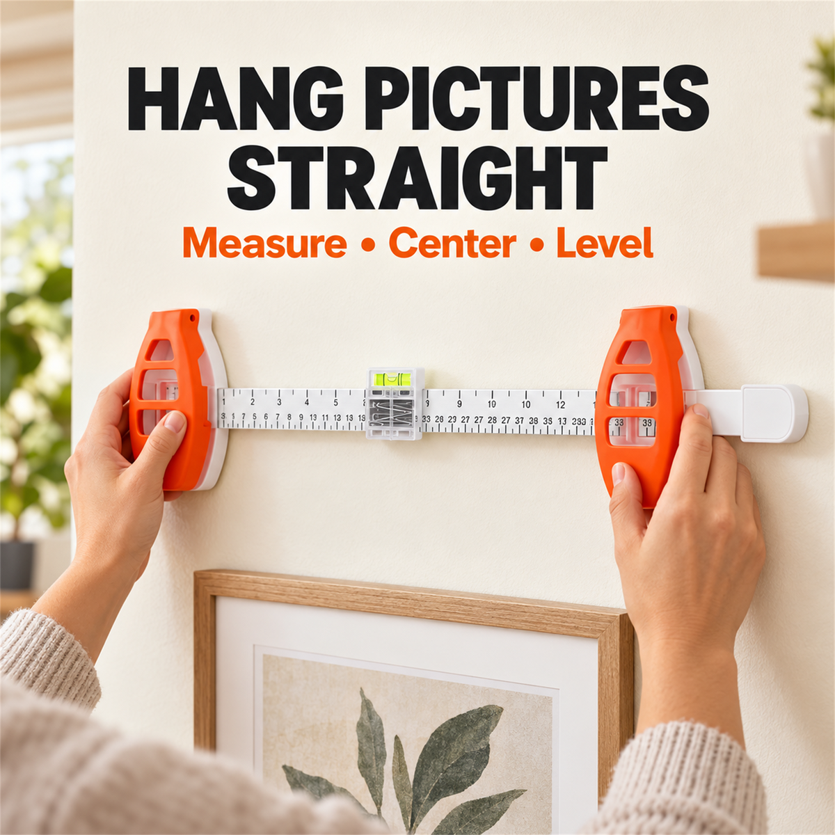🖼️📏 Multifunctional Picture Hanger Tool – Level, Inches/cm Ruler & Frame Alignment Kit ✨✨