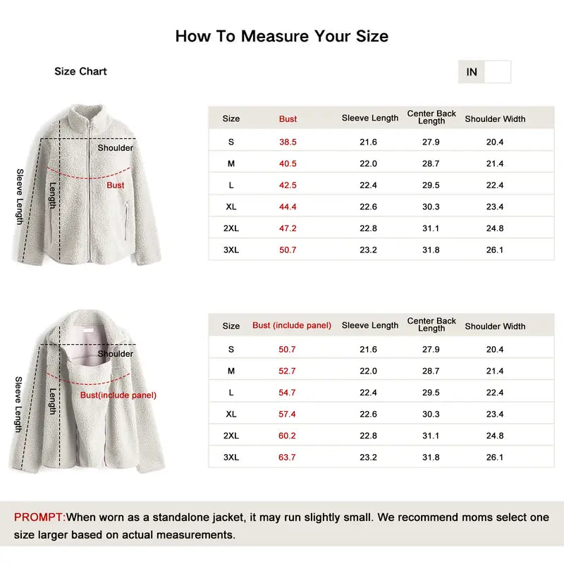 2-in-1 Maternity & Babywearing Teddy Fleece Jacket – Cozy Zip-Up Coat with Detachable Baby Panel for Moms