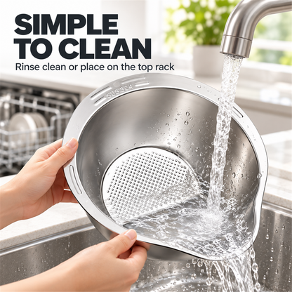 🍚✨ 4-in-1 Rice Washing Bowl – Stainless Steel Strainer for Rice, Quinoa, Fruit & Vegetables 🥬