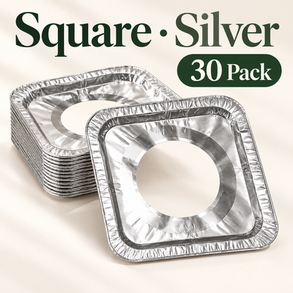 🍳 30-Pack Aluminum Foil Gas Stove Liners – Round or Square Drip Protectors ✨