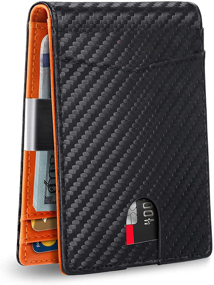 💳 Men's RFID Minimalist Bifold Wallet – Pop-Up Card Holder, Money Clip & ID Window 🎁