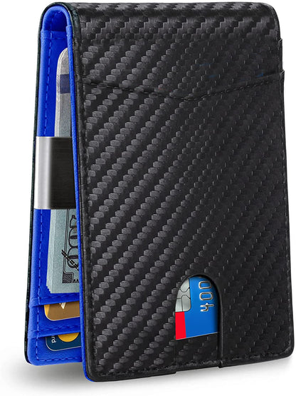 💳 Men's RFID Minimalist Bifold Wallet – Pop-Up Card Holder, Money Clip & ID Window 🎁