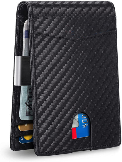 💳 Men's RFID Minimalist Bifold Wallet – Pop-Up Card Holder, Money Clip & ID Window 🎁