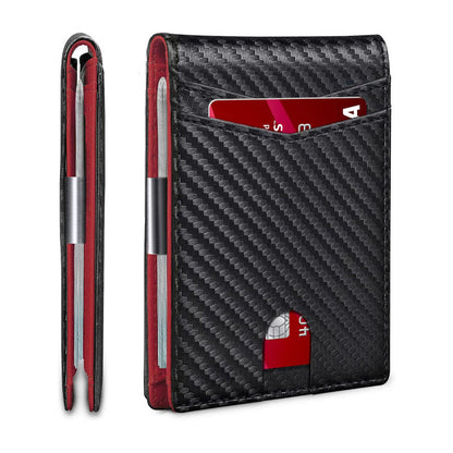 💳 Men's RFID Minimalist Bifold Wallet – Pop-Up Card Holder, Money Clip & ID Window 🎁