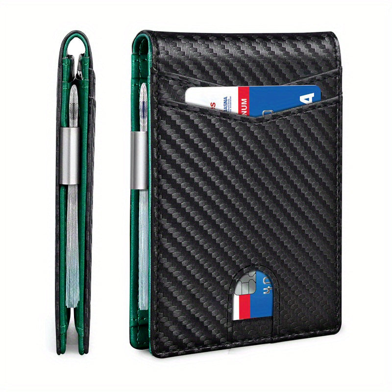 💳 Men's RFID Minimalist Bifold Wallet – Pop-Up Card Holder, Money Clip & ID Window 🎁