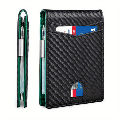 💳 Men's RFID Minimalist Bifold Wallet – Pop-Up Card Holder, Money Clip & ID Window 🎁