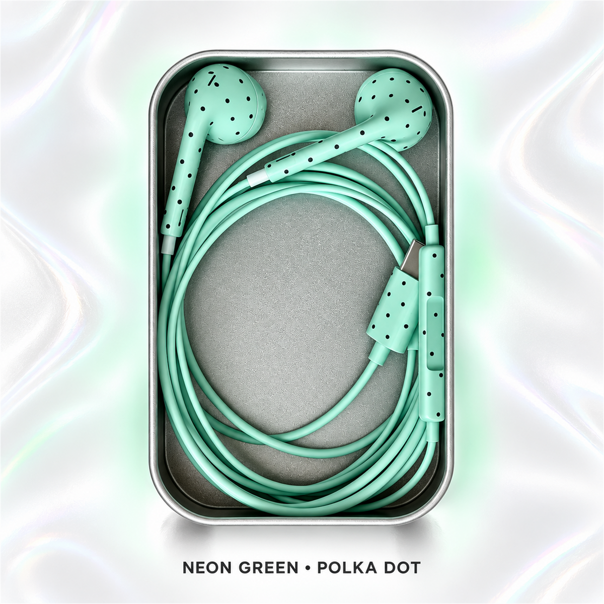🎧✨ Cute Star & Polka Dot Type-C Wired Earbuds – Heavy Bass Earphones with Mic & Metal Storage Box 🌟
